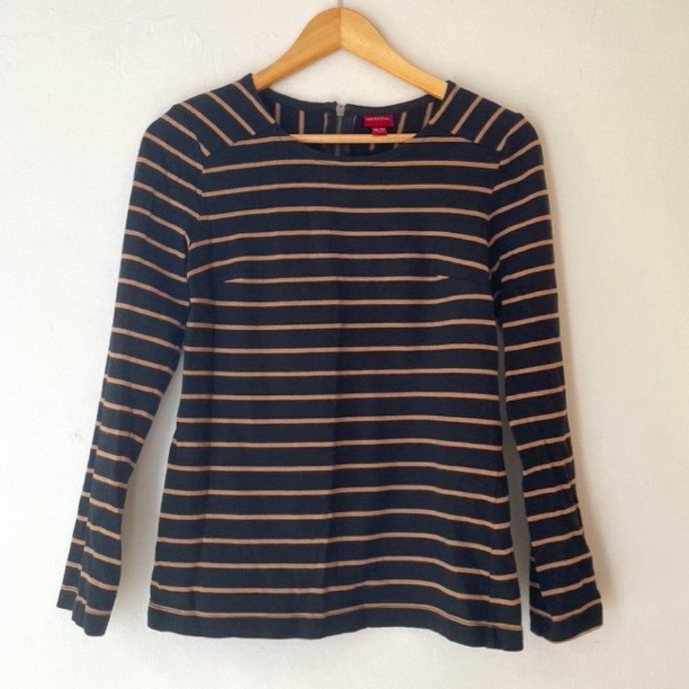 Long Sleeve Black and Brown Stripe Top -  Merona  XS
